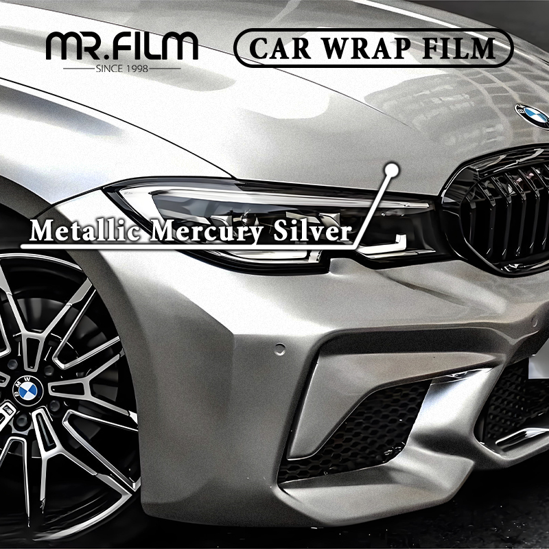Película de envoltura de coche que cambia de color antiarañazos de plata metálica de mercurio para carrocerías de vehículos