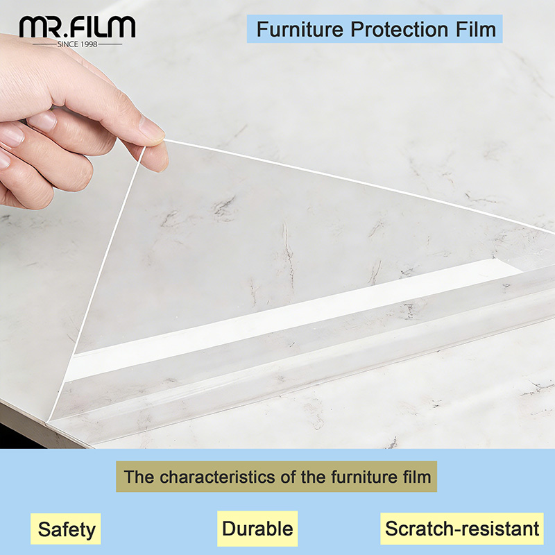 Mesa de película protectora transparente autoadhesiva para un tinte seguro