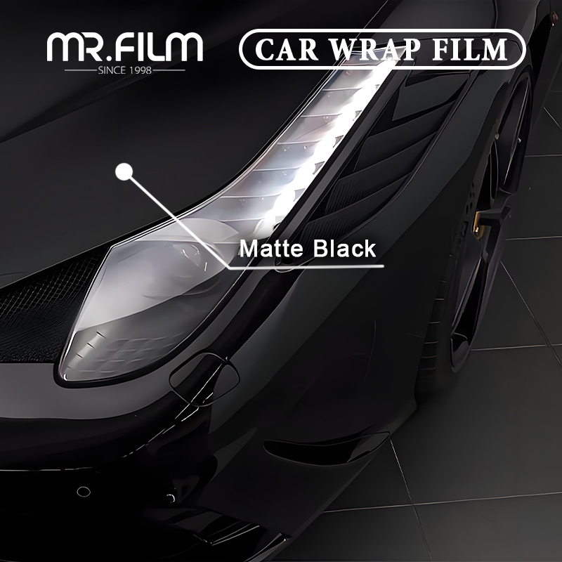 Película de envoltura de coche de protección de cambio de color negro mate duradero