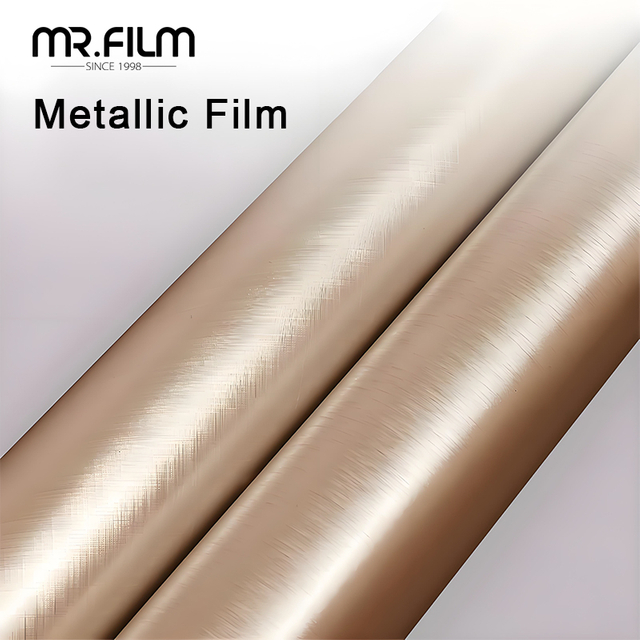 Película metálica decorativa de superficie color champán para una decoración elegante