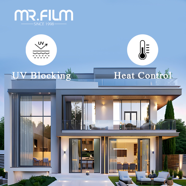 Película de vidrio resistente a los rayos UV con tinte de ventana con aislamiento térmico