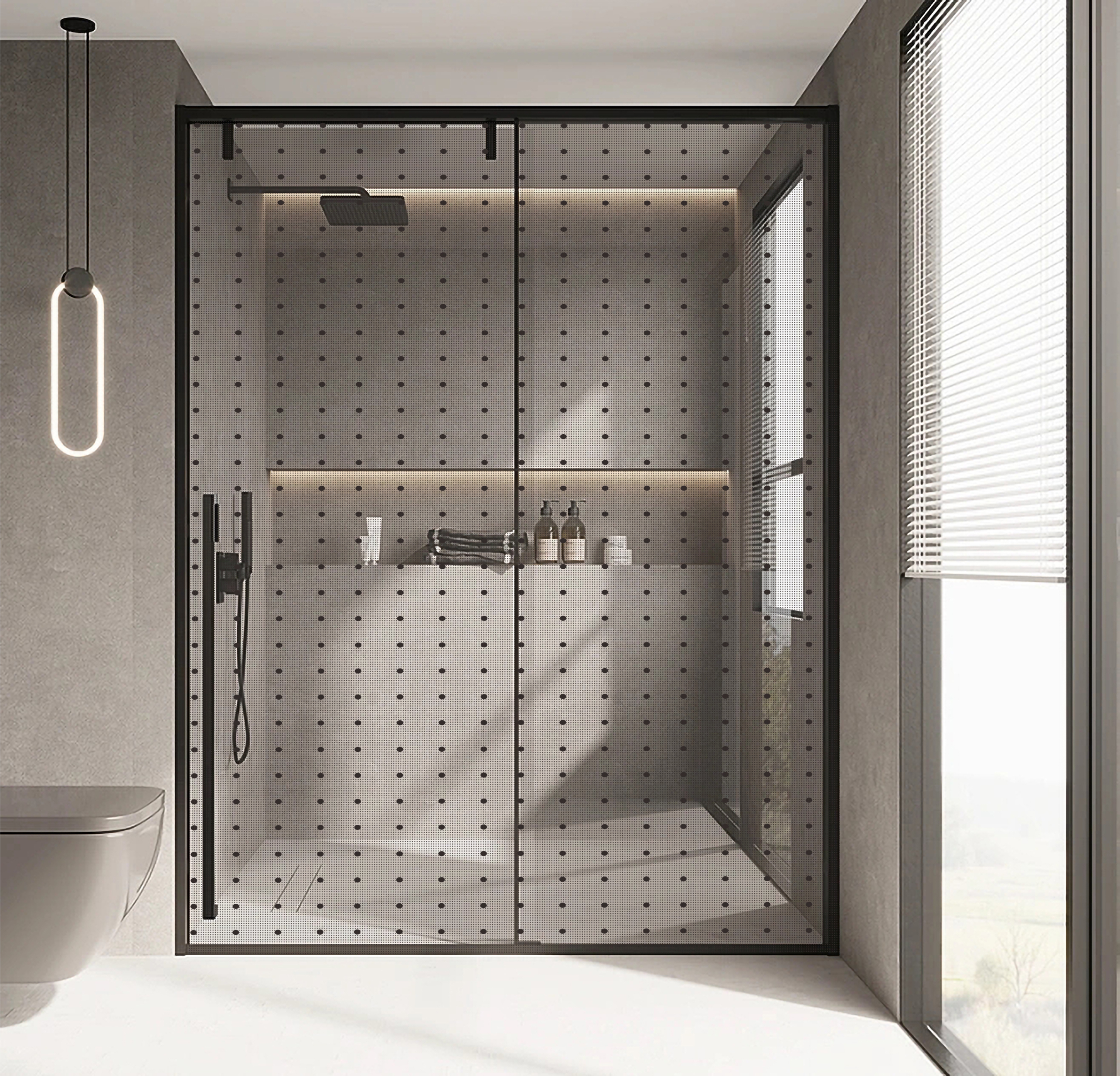Película adhesiva de vidrio decorativa para ventana de privacidad para baño, oficina y hogar