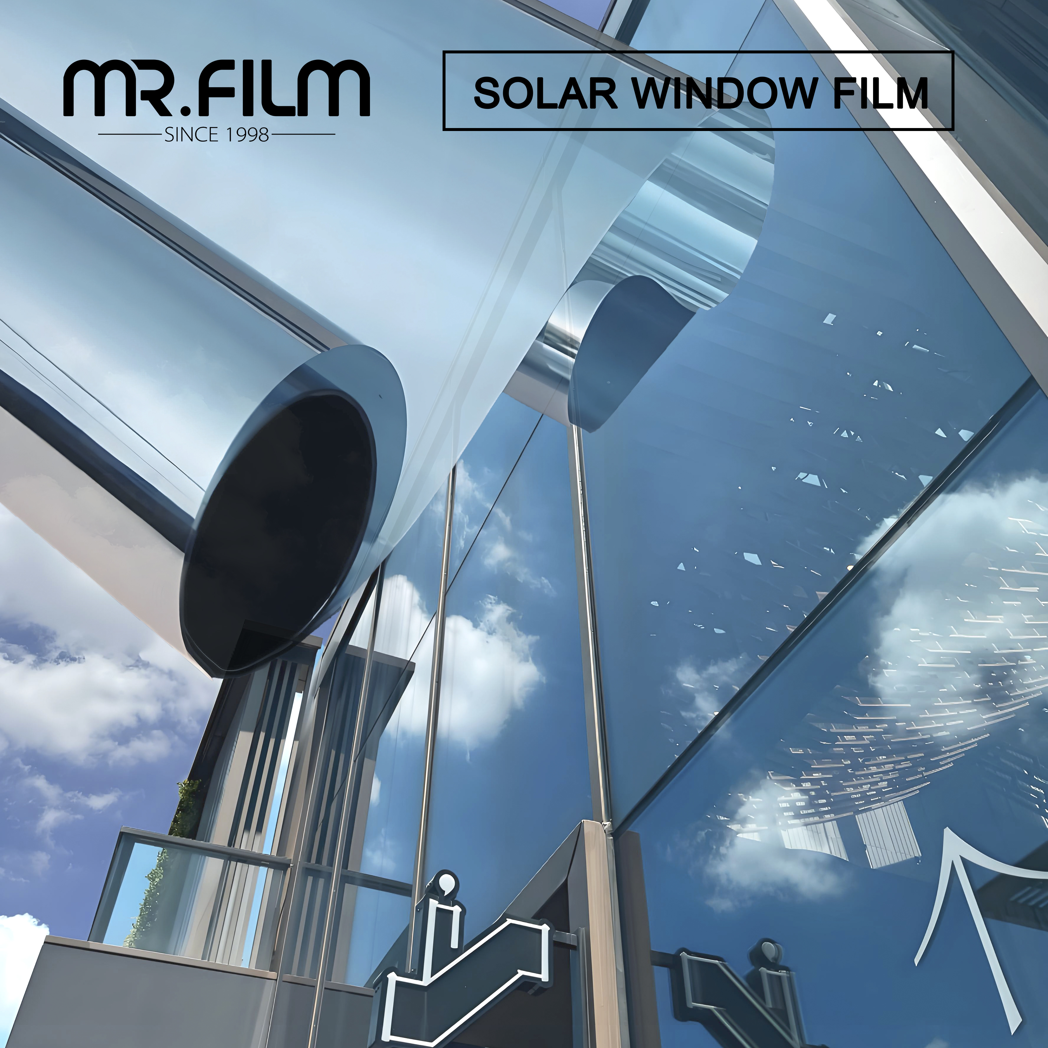 Película para ventanas Película de privacidad unidireccional residencial azul oscuro plateada