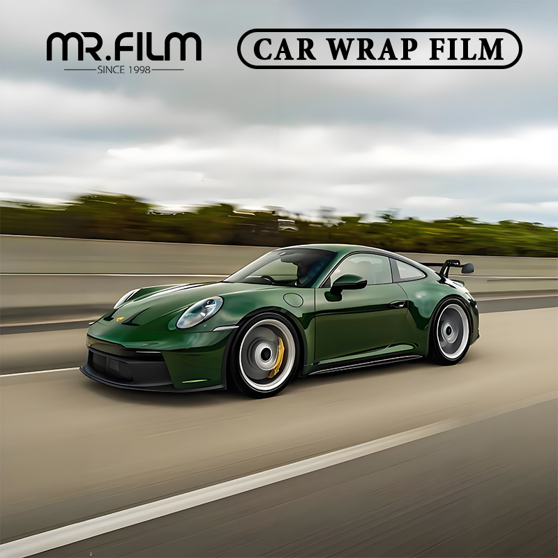 Película de envoltura de coche de alto brillo, color verde oscuro, superbrillante, para sedanes de lujo
