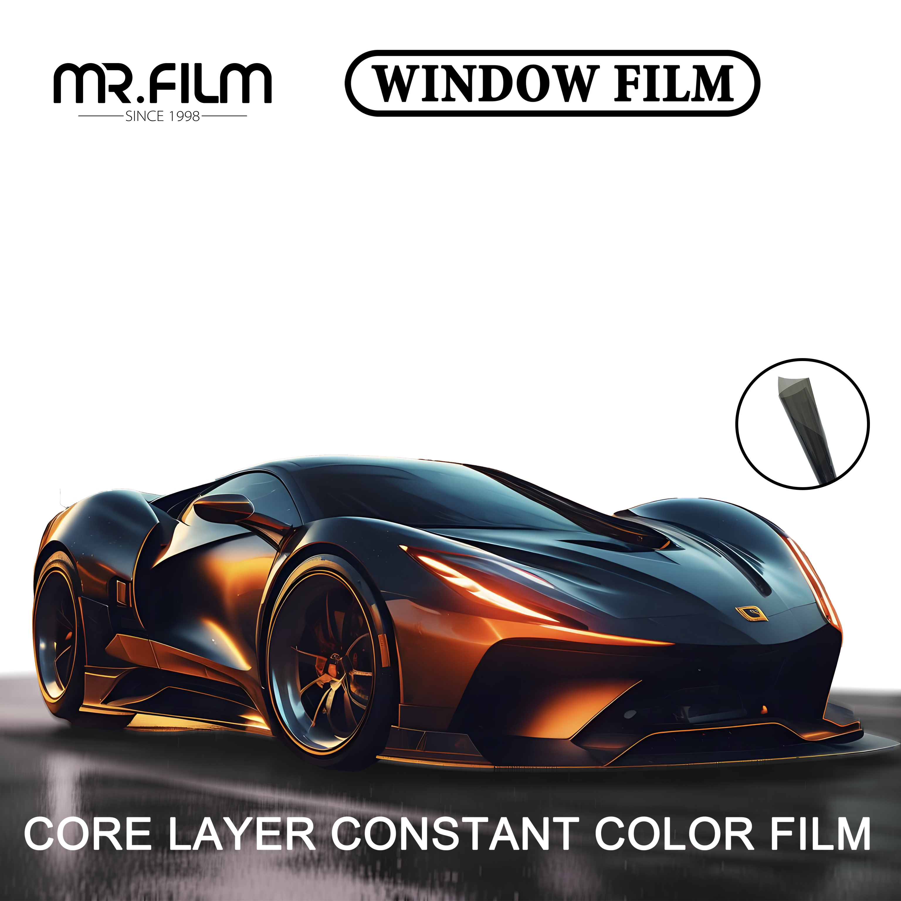 Película solar para ventana de material para mascotas para automóviles, tinte negro ultravioleta automático
