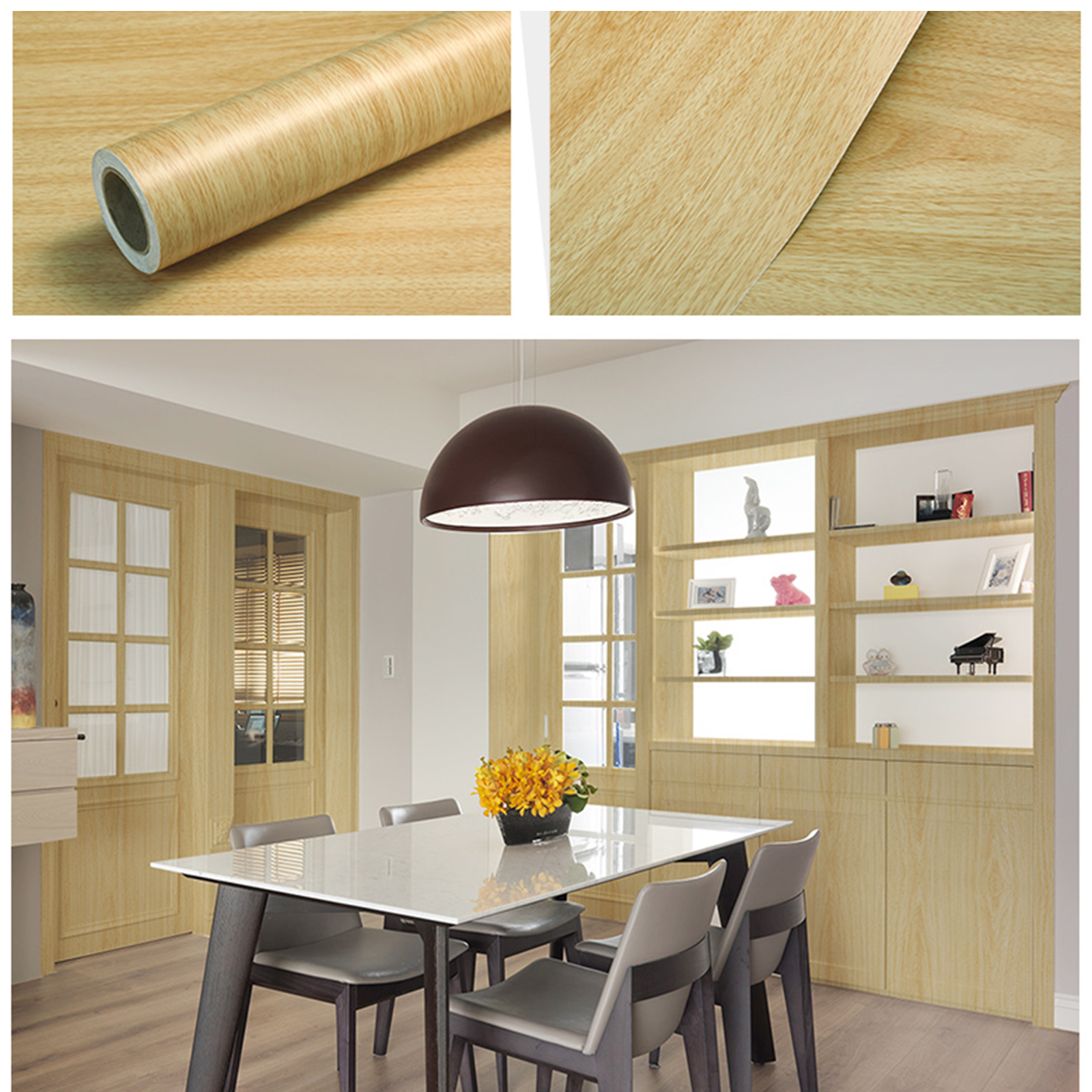 Película decorativa de porcelana con revestimiento de vinilo de grano de madera