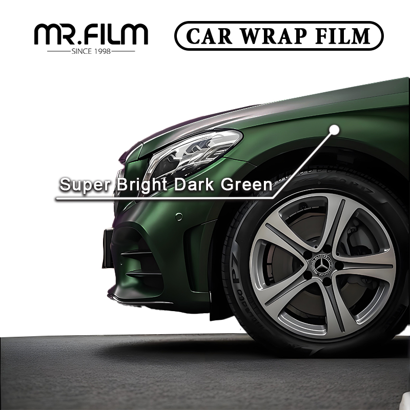 Película de envoltura de coche de alto brillo, color verde oscuro, superbrillante, para sedanes de lujo