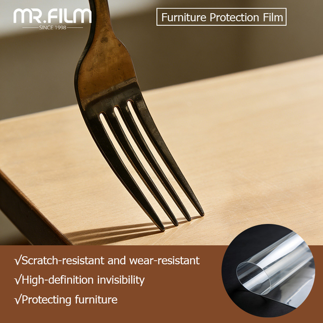 Película para muebles resistente a los rayos UV para protección de mesas de vidrio