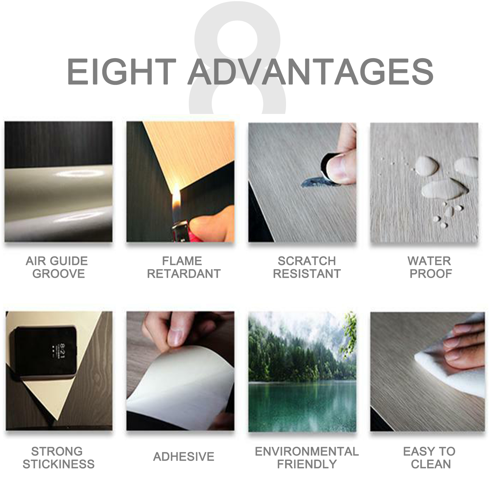 Película decorativa de porcelana con revestimiento de vinilo de grano de madera