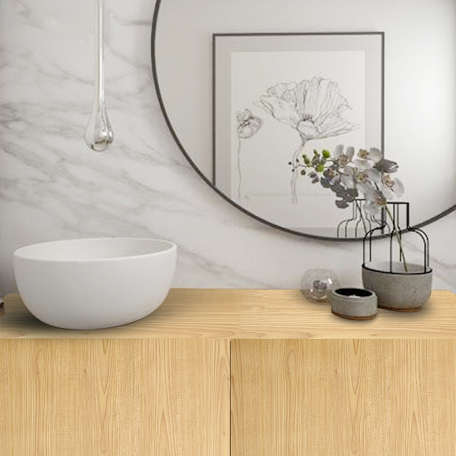 Película decorativa de porcelana con revestimiento de vinilo de grano de madera