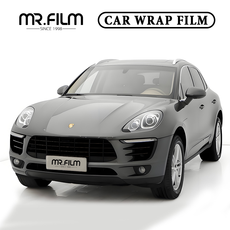 Película de envoltura de automóvil con cambio de color gris mate de Porsche para defensa de automóvil contra rasguños