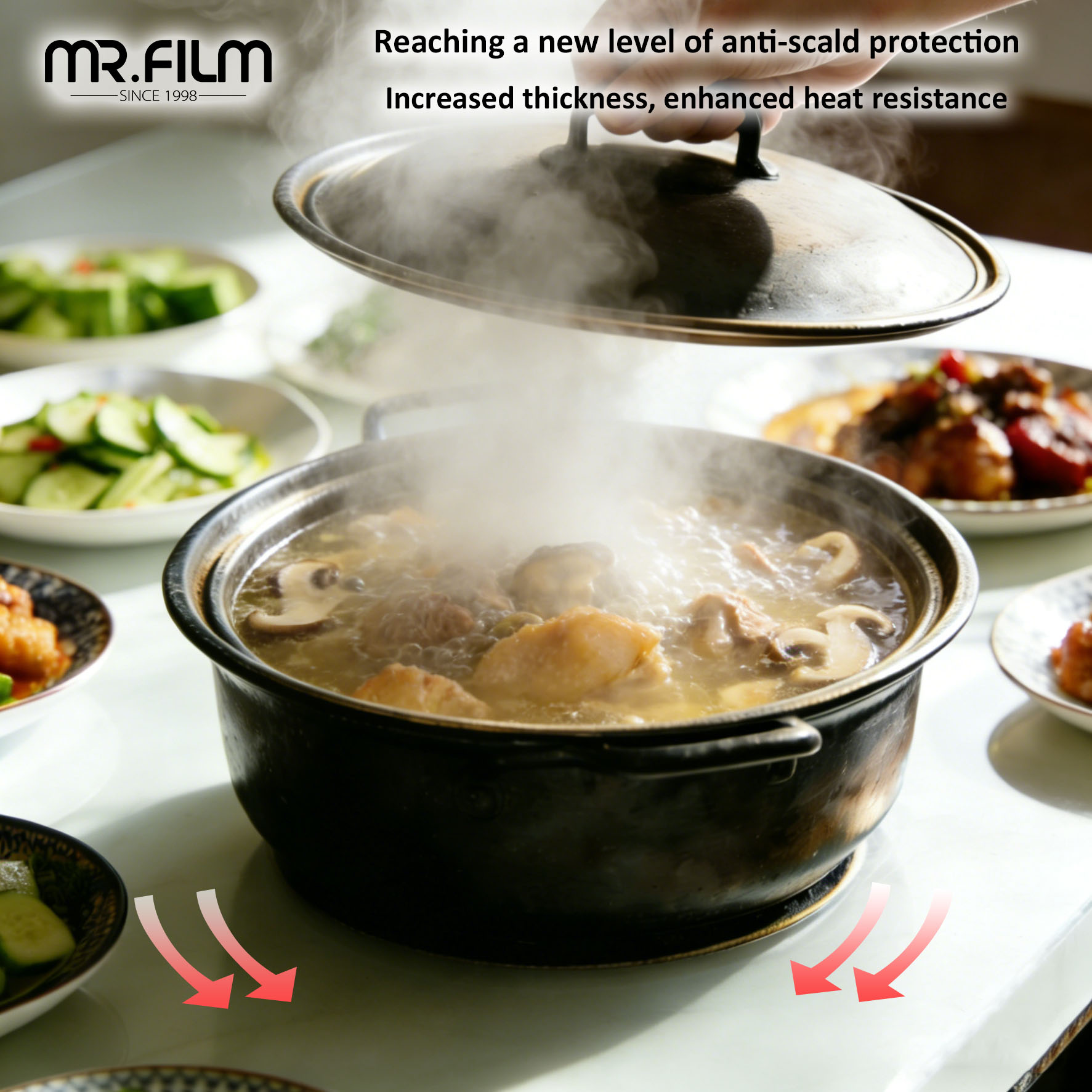 Película protectora de mesa impermeable, tinte transparente brillante autocurativo