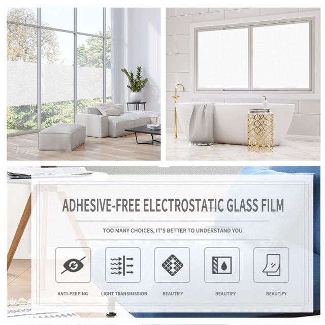 Película decorativa para ventana de privacidad con superficie esmerilada 
