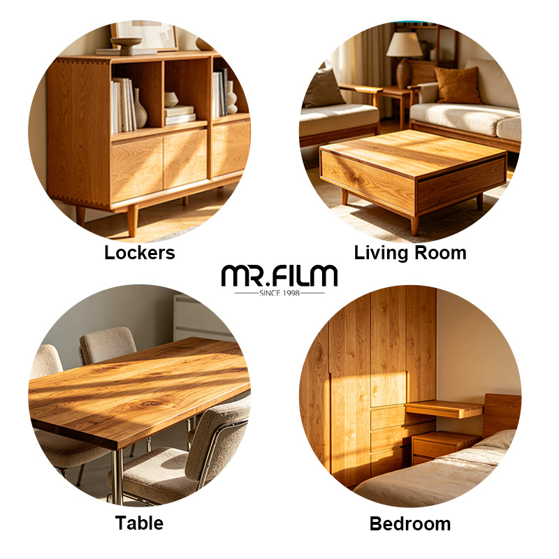 Película de grano de madera a prueba de arañazos, impermeable y respetuosa con el medio ambiente, personalizable
