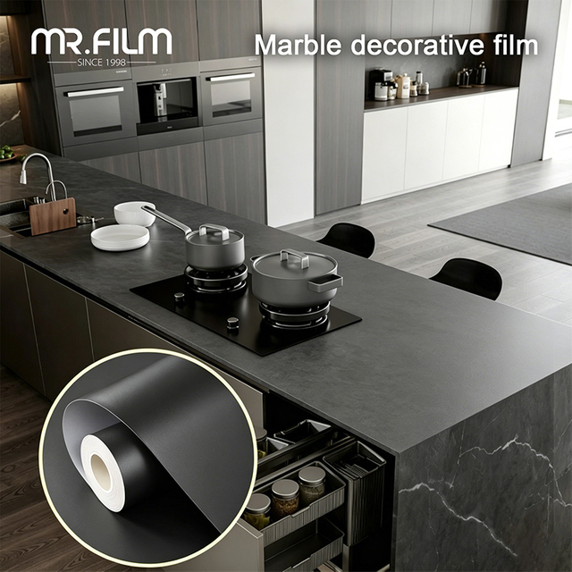 Película protectora decorativa de grano de mármol para el hogar