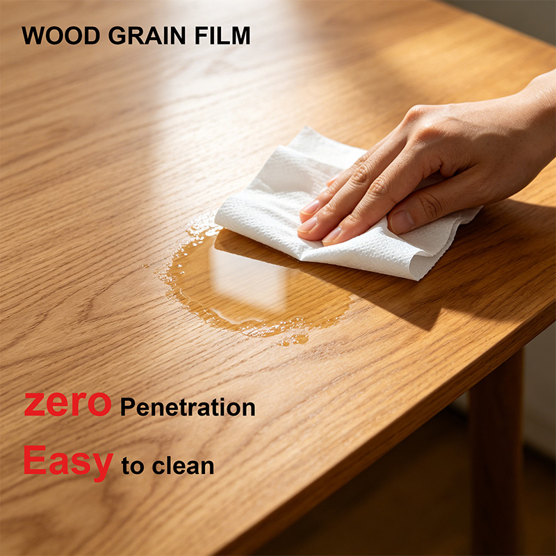 Película de grano de madera a prueba de arañazos, impermeable y respetuosa con el medio ambiente, personalizable