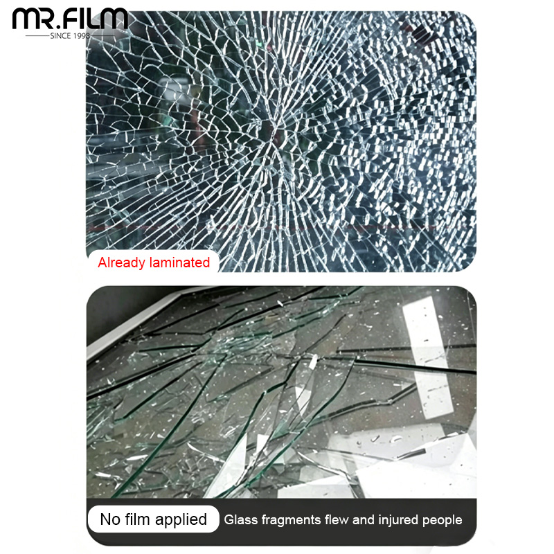 Película de vidrio de seguridad autoadhesiva a prueba de explosiones 